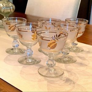 Vintage set of six gold leaf Libby glasses